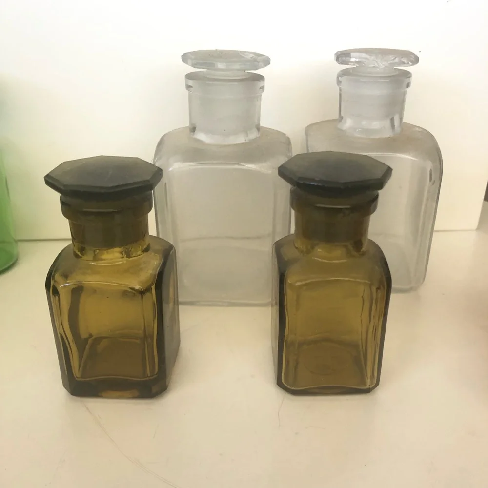Vintage Glass Apothecary Laboratory Chemistry Bottles Set of 8